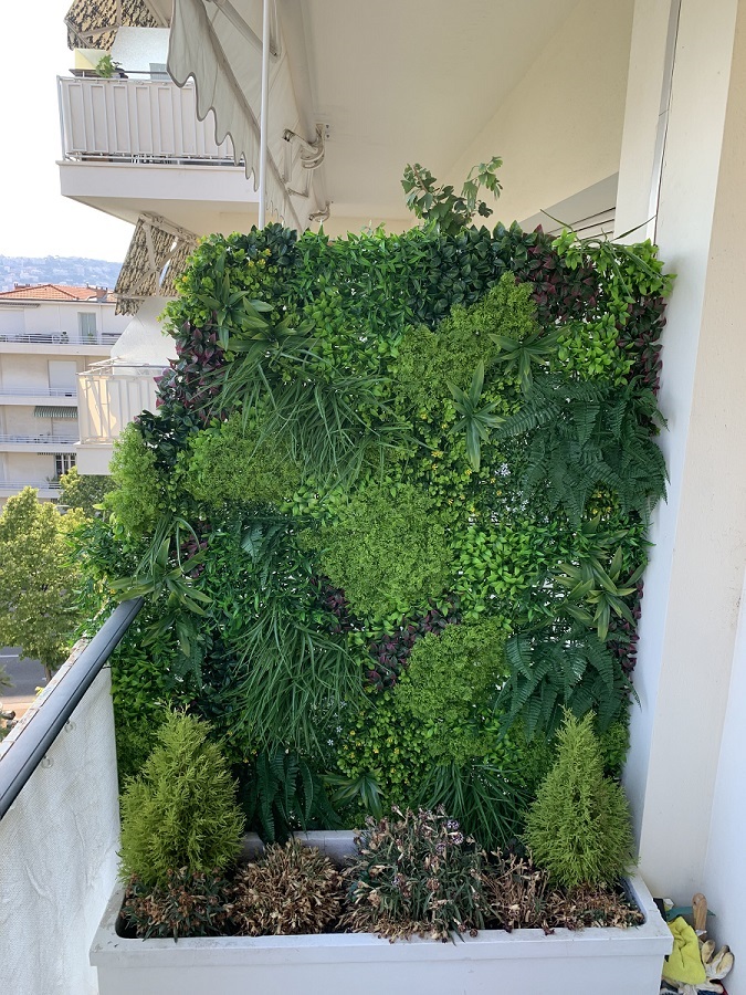 Séparation balcon par un mur végétal